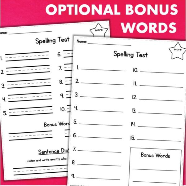 blank spelling test templates